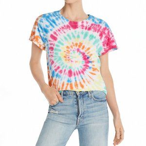 Prince Peter T-Shirt Women Crewneck Short Sleeve Spiral Tie Dye Cotton Top Multi